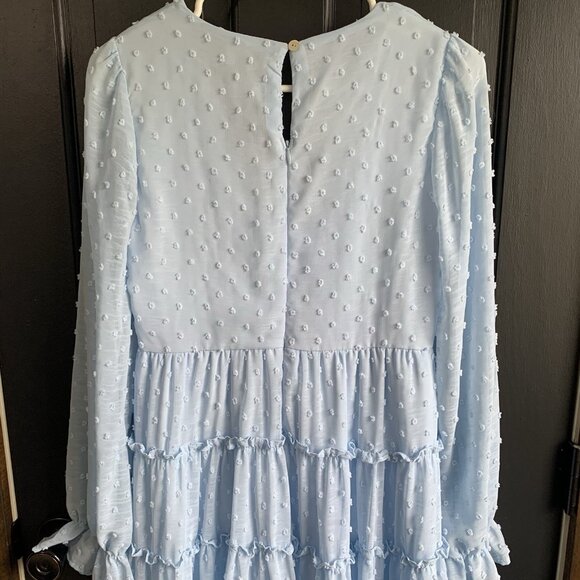Altar’d State Eliza Dress French Blue Swiss Dot Women’s Size Medium Ruffles - Picture 8 of 15